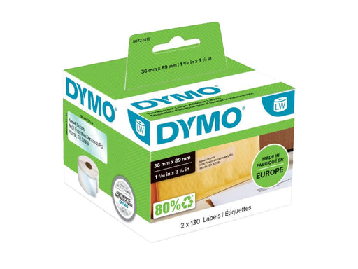DYMO (99013) Large Address Labels, Transparent Plastic, 89 x 36 mm, [260 Labels/Roll] - Altimus