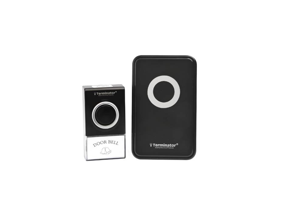 Terminator Door Bell Digital Wireless With 38 Different Melodies Black 2 Pin Plug - TDB 018AC-B