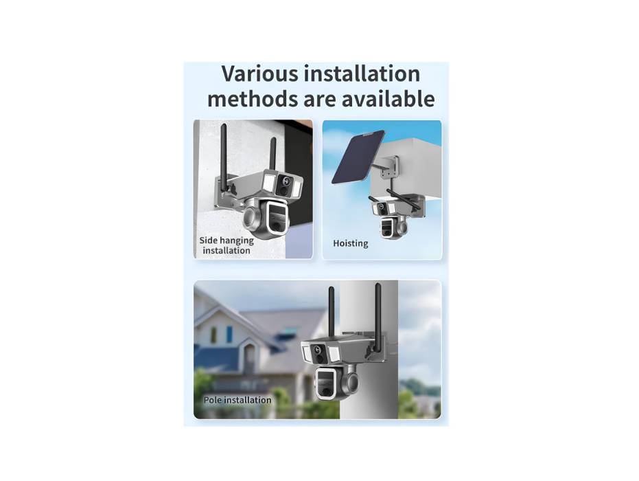 CRONY Y7A 4G-WiFi-4K-8MP(10X) Solar Triple-lens Linkage Camera CCTV 9W Solar Panel