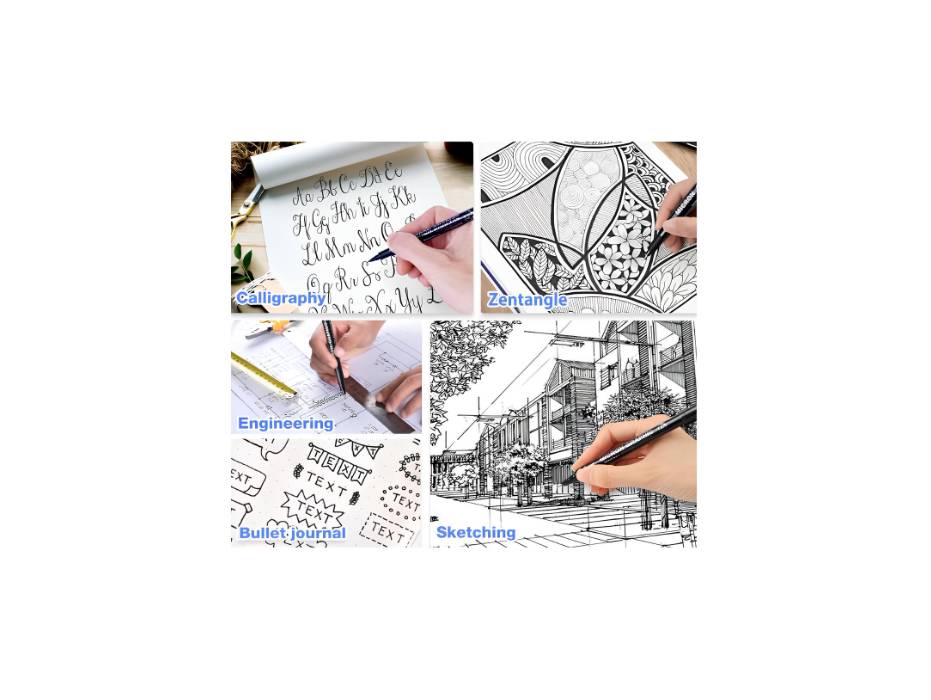 AKARUED Black Fineliner Pens, 12 Pack Fineliners Technical Drawing Micro Liner Sketch Pen