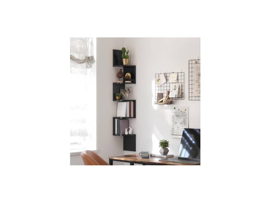 VASAGLE Corner Shelf Wall Mount, 5-Tier Floating Corner Bookshelf, Plant Shelf for Bedroom, Living Room, Home Office