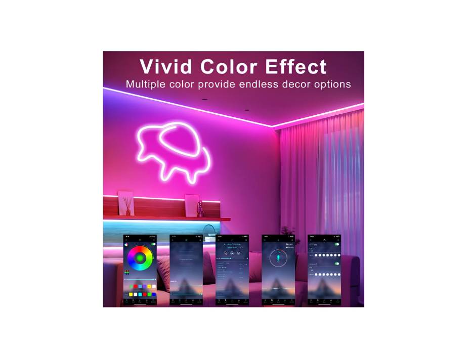 Cozylady 39.37ft Bluetooth LED Neon Rope Lights, Waterproof RGB Neon Strip Lights 12M, Music Sync, Remote/APP Control, Flexible LED Neon Lights for Bedroom Room IP67