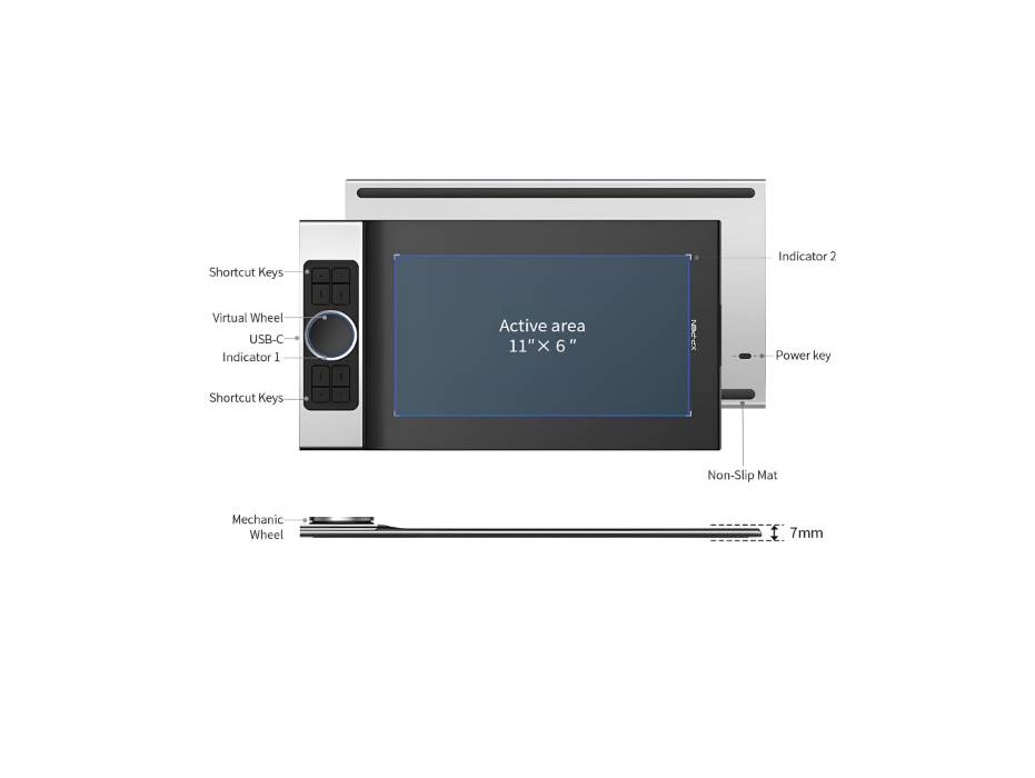 XP-pen Deco Pro MW Wireless Bluetooth Digital Graphic Drawing Tablet with 8 Keys, 2 Wheels