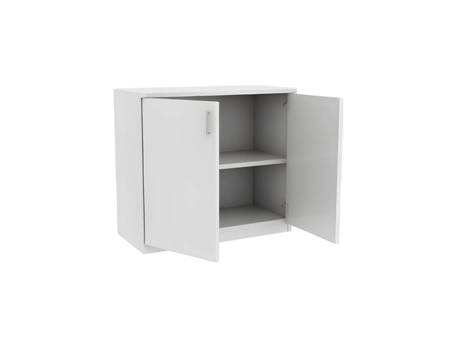 RIGID Low Height Wooden Cabinet | Storage Unit with 1 Fixed Shelf & 2 Compartments | Hinges Provided for Durable Doors, White (40D x 80W x 85H CM)