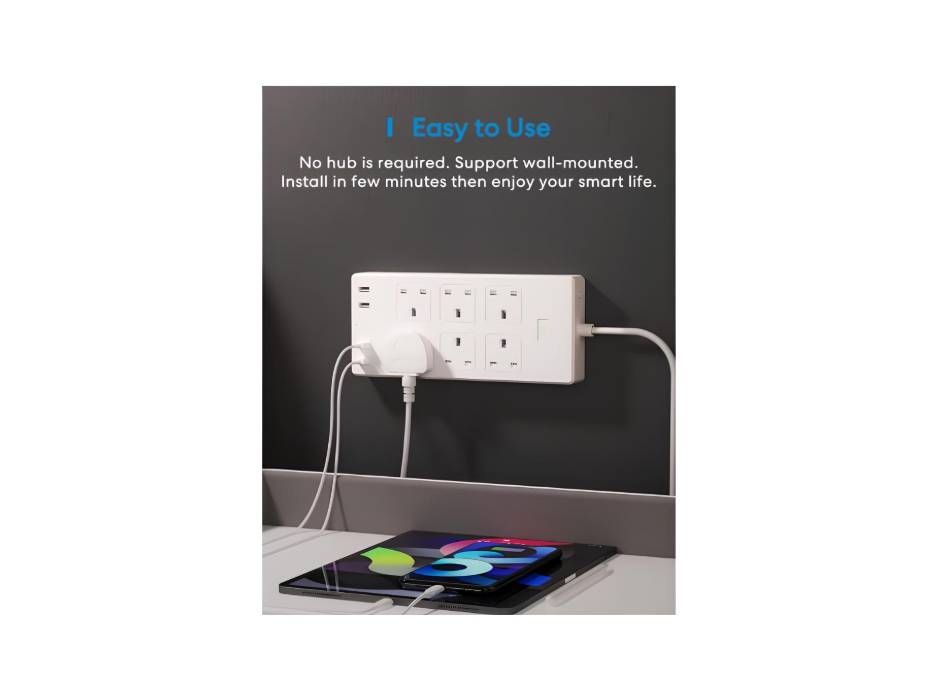 Meross 6 AC Outlets 4 USB Ports Extension Lead, Compatible with Apple Homekit SmartThings Alexa Google Home, Voice/Remote Control, 2.4GHz, 6ft Cord Long