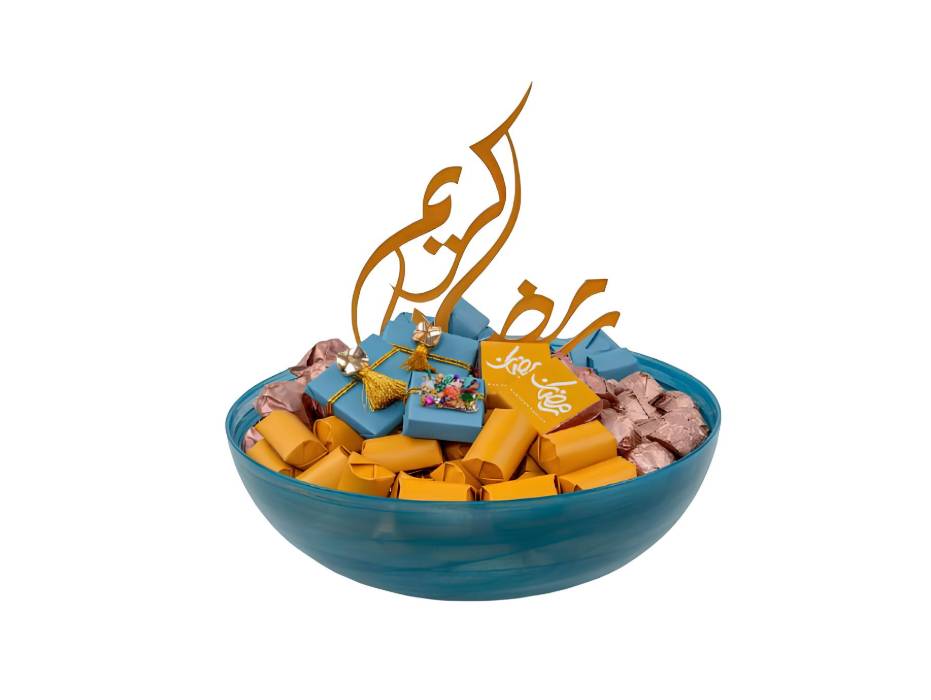 Patchi Ramadan-themed box Collection - 1170 g - 28 cm x 28 cm x 9 cm, Glass Bowl - Blue