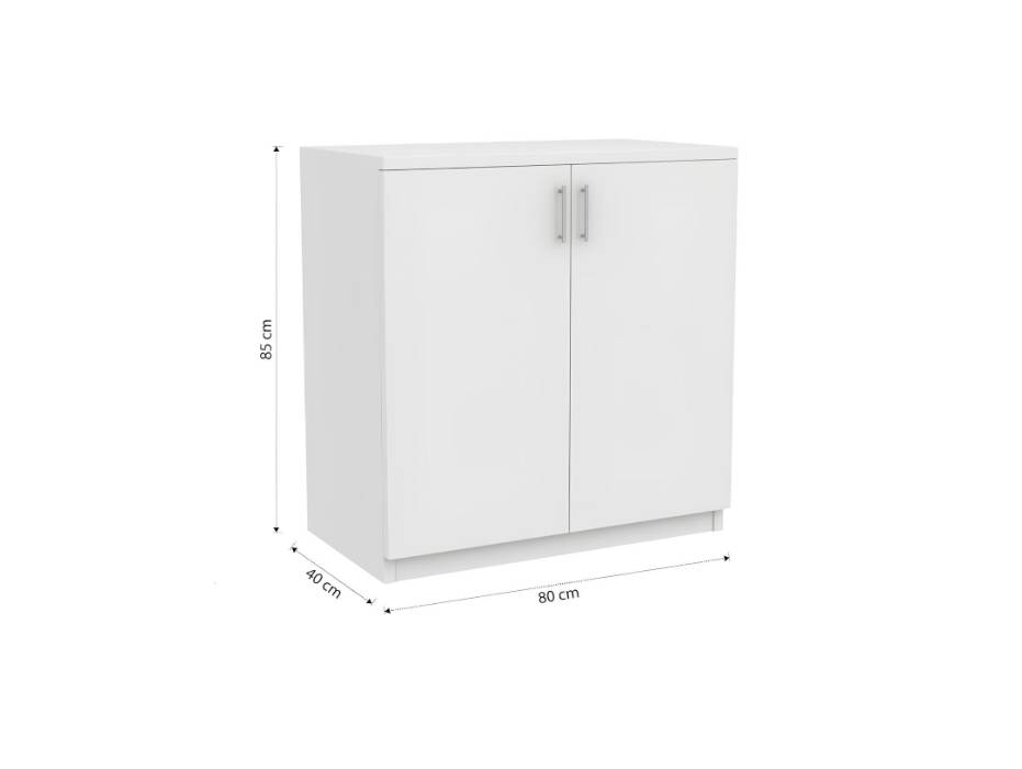 RIGID Low Height Wooden Cabinet | Storage Unit with 1 Fixed Shelf & 2 Compartments | Hinges Provided for Durable Doors, White (40D x 80W x 85H CM)