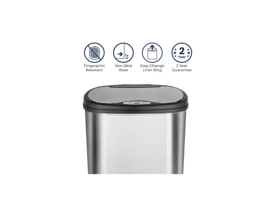 Ninestars, DZT-50-13, 50 L Automatic Touchless Motion Sensor Stainless Steel Trash and Garbage Bin with Highly Durable Lid Mechanism for Home, Kitchen and Office