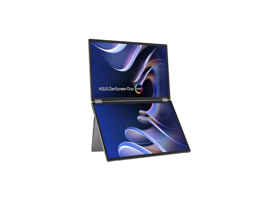 ASUS ZenScreen Duo OLED MQ149CD 360° Foldable Portable Monitor: Dual 14-inch, Gray