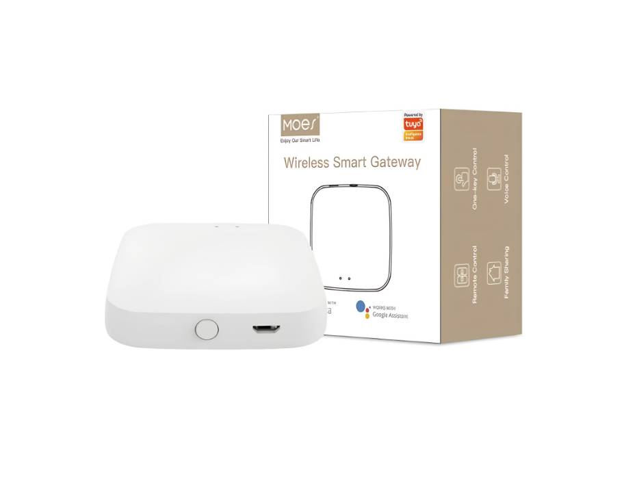 MOES Tuya Hub Link Fingerbot to Wi-Fi (Support 2.4GHz) Compatible with Alexa, Google Home, IFTTT and Timer Control, One Gateway Can Connect Multiple Fingerbots
