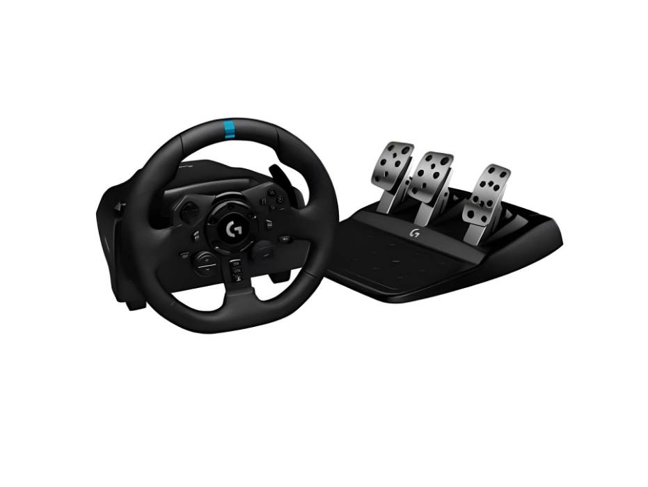 Logitech G923 Racing Wheel and Pedals, TRUEFORCE Feedback, Responsive Driving Design, Dual Clutch Launch Control for PS5 Pro, PS5, PS4, PC - Black - UAE Version