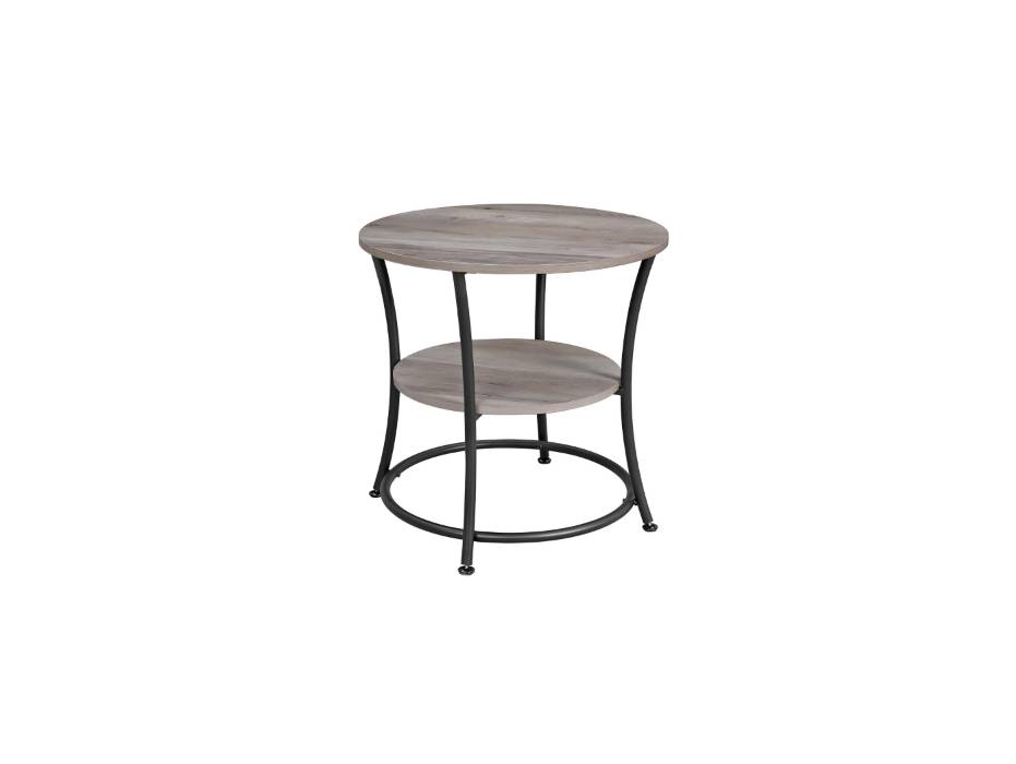 VASAGLE Side Table, Round Coffee Table, 2 Shelves, Living Room, Bedroom, Easy Assembly, Steel Frame, Industrial Design