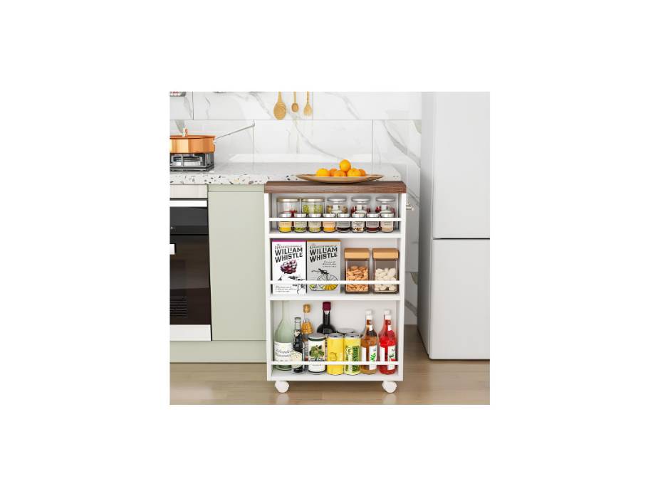 Tribesigns 4-Tier Slim Kitchen Storage Carts, Rolling Narrow Trolley Organizer on Wheels for Small Place, Slide Out Slim Utility Cart Skinny Laundry Cart with Handle