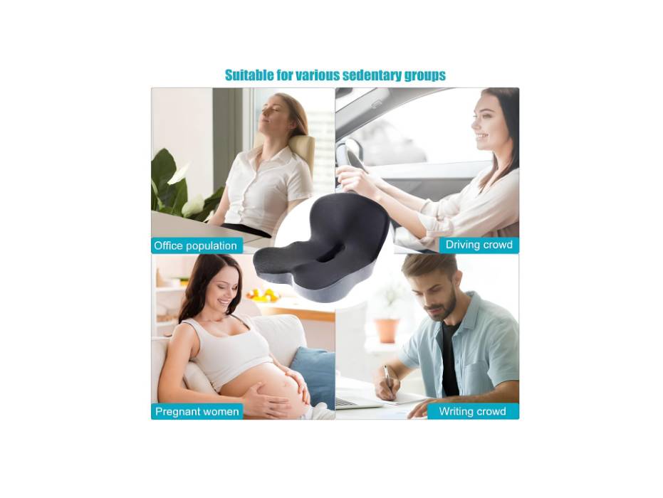 Memory Foam Office Lumbar Chair Cushion Support - Black