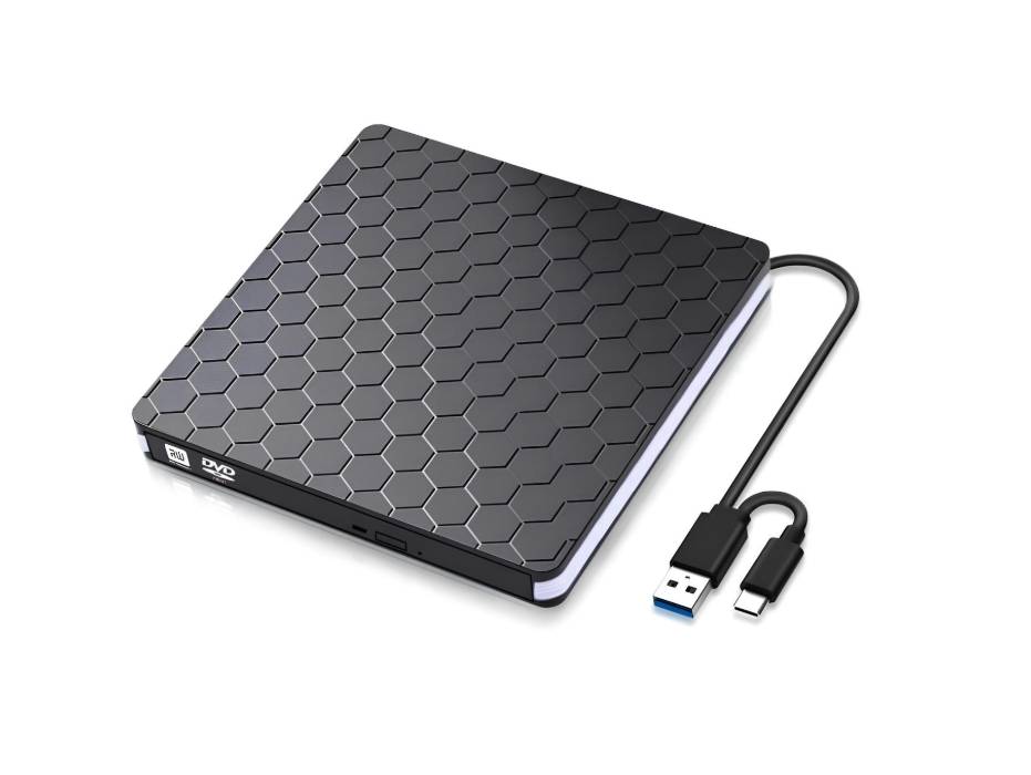 External DVD Drive, USB 3.0 Type-C CD DVD +/-RW Optical Drive Burner, Slim CD/DVD ROM Portable for PC Laptop Desktop MacBook Mac Windows 7/8.1/10 Linux OS