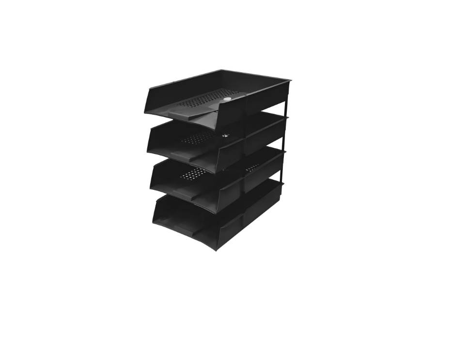FIS Plastic Office Tray 4-Layers 368X251X68mm, Black - [FSOTC02]