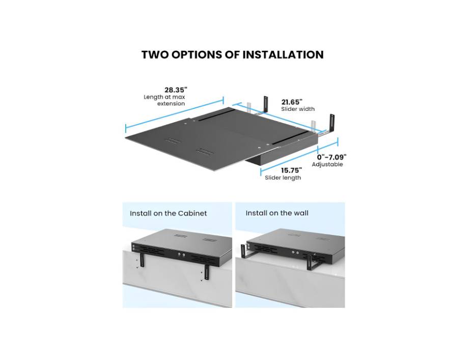 AWOL VISION IC-A150 Motorized Slider Tray for Ultra short throw(UST) projector, extend to 150" picture, automatically Retractable Tray telescopic design, smart syncs with projector's power