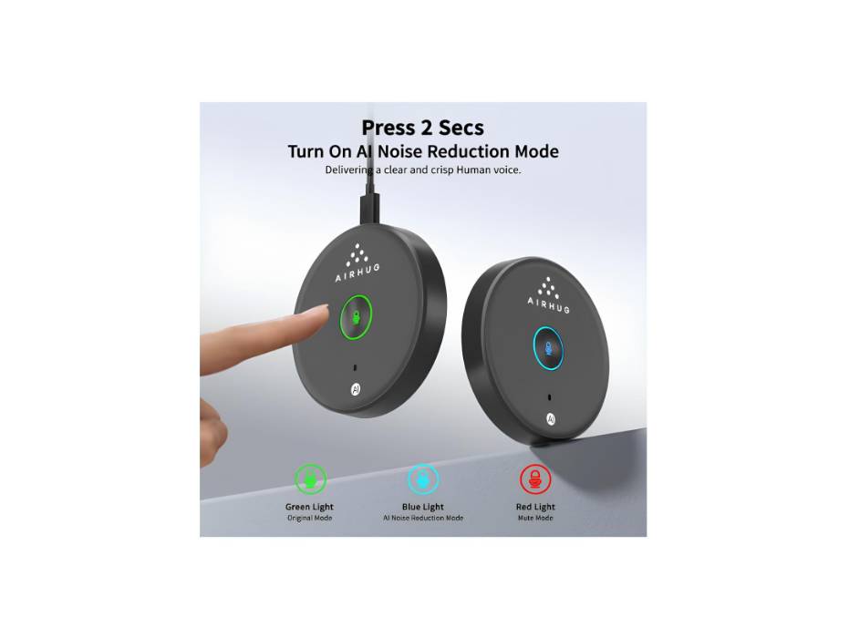 AIRHUG USB Microphone No Speaker, Desktop Computer Mic, Mute Button with LED Indicator, AI Noise Reduction, Plug & Play Omnidirectional Condenser PC Laptop Mics, for Online Calls/Class/Recording Video