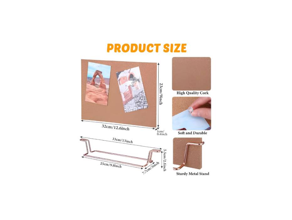 Azonee Bulletin Boards, 12.6 x 9 Inch Small Desktop Cork Board with Stand