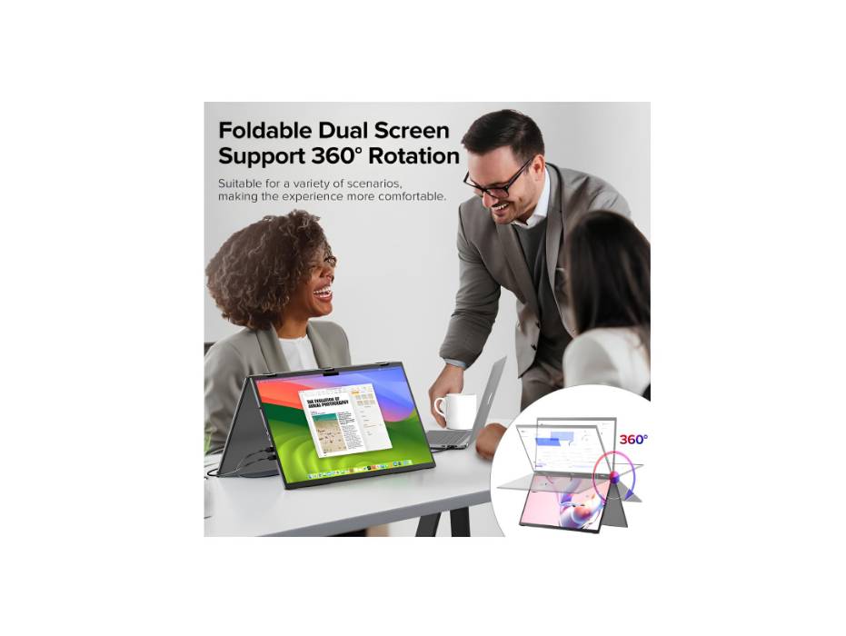 UPERFECT Delta 15.6" Dual Monitor Portable Monitor for Laptop Screen Extender 1080P HDR Folding Stacked Triple Monitor with Stand