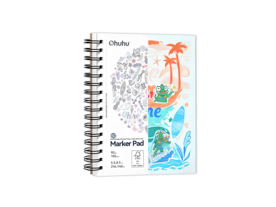 Ohuhu Double Sided Marker Pads Art Sketchbook Bleedproof - 150GSM Smooth Drawing Paper - 60 Sheets - 216 x 140mm