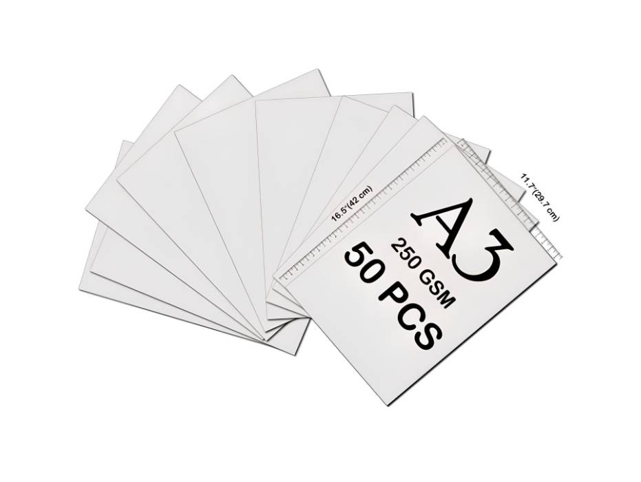 Premium Heavyweight White Cardstock Construction Paper,  A3 250GSM, 50Sheets/Pack