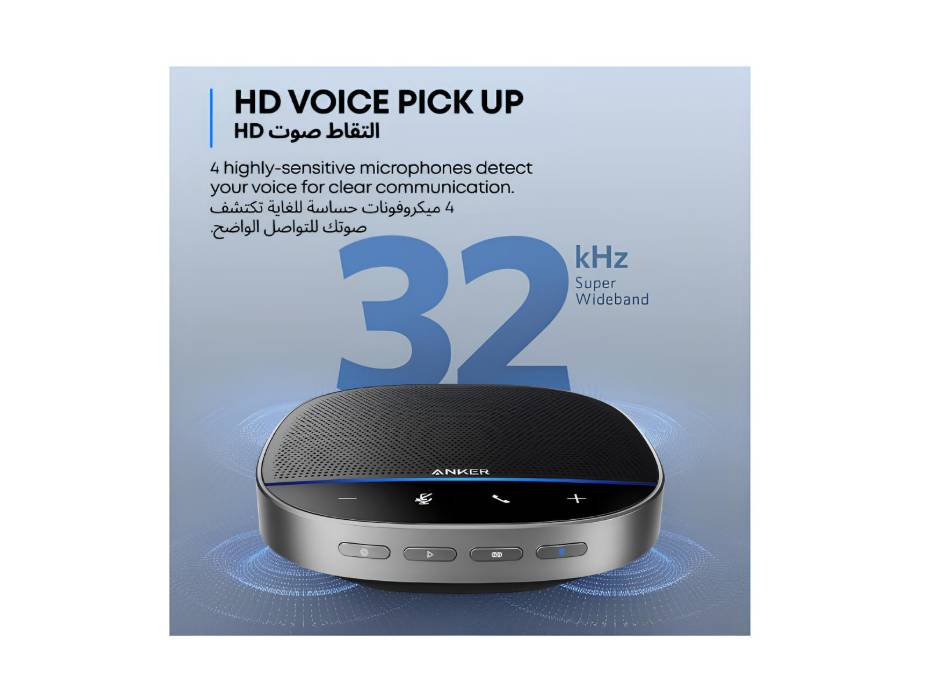 Anker PowerConf S500 Speakerphone with Zoom Rooms and Google Meet Certifications, USB-C Conference Speaker, Bluetooth Speakerphone for Conference Room