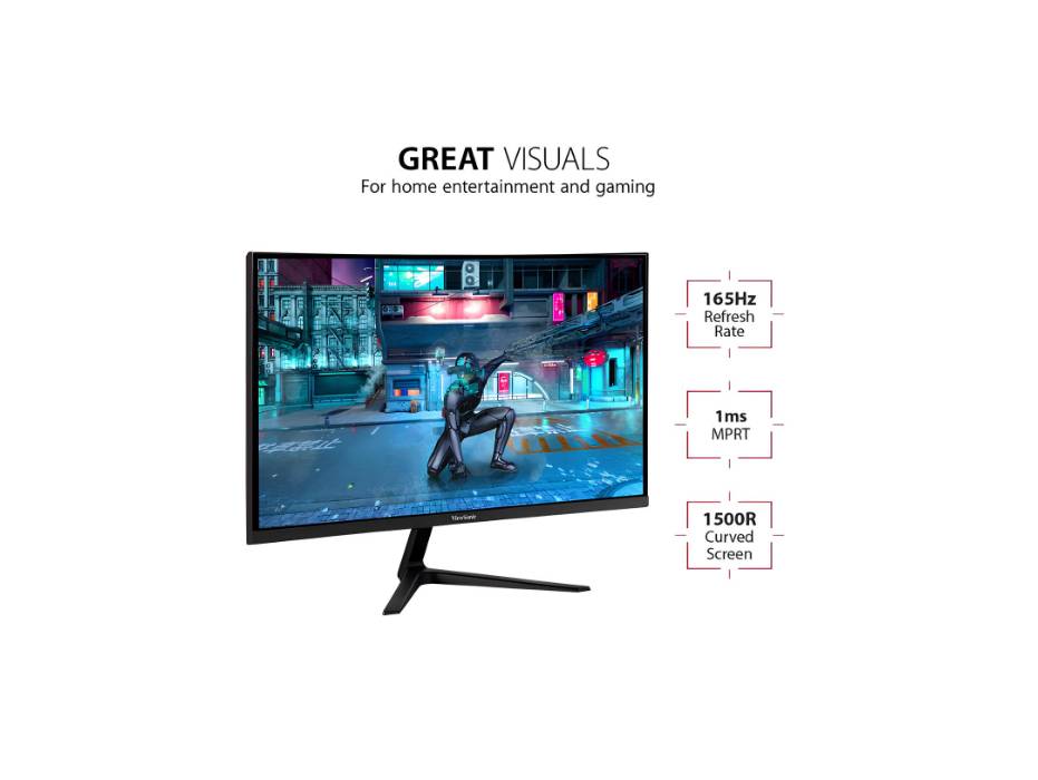 ViewSonic OMNI VX2718-2KPC-MHD 27 Inch Curved 1440p 1ms Gaming Monitor