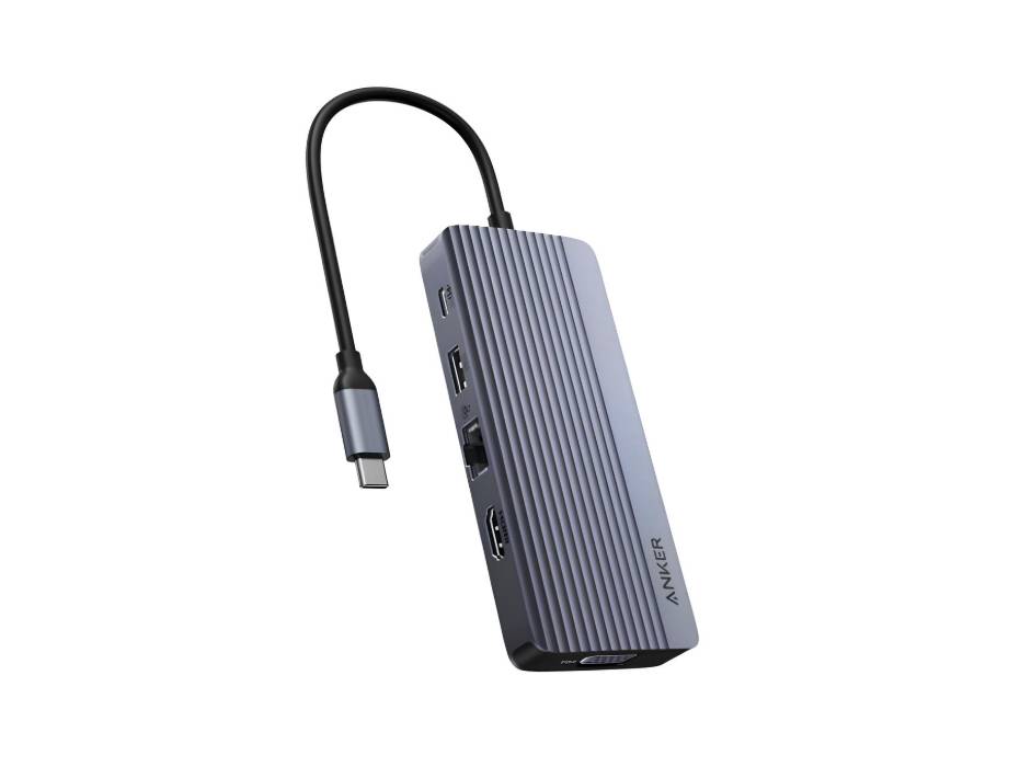 Anker USB C Hub, Dual-Display USB-C Hub (10-in-1), 4K@30Hz HDMI Display, 1080p VGA with 100W Max Power Delivery, 5 Gbps USB-C and USB-A Data Ports