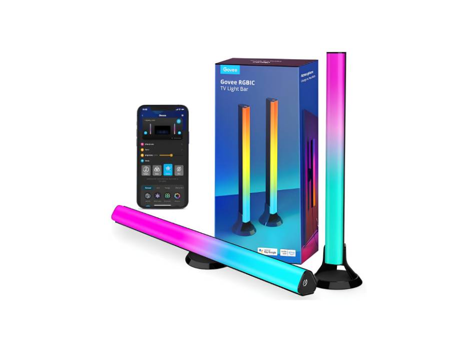 Govee RGBIC Light Bars, 15 Inches WiFi TV Backlight with Double Light Beads with Multiple Placement Options Suitable for 45-70 inch TVs, Work with Alexa and Google Assistant