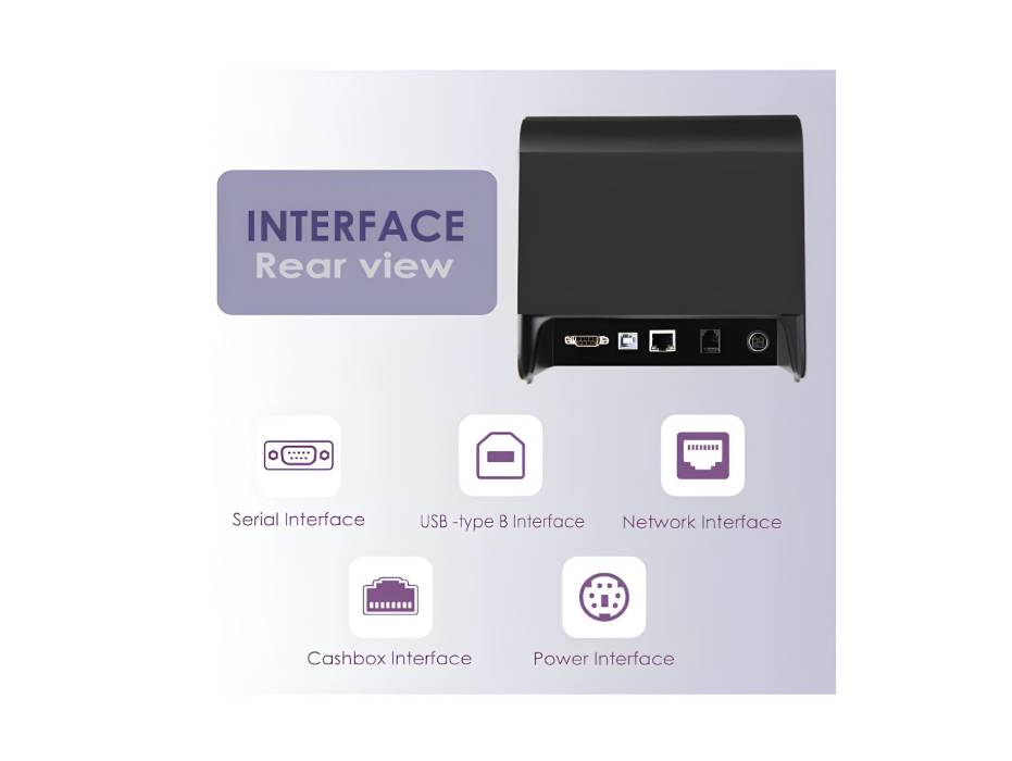 NUCOUN 80mm Thermal POS Printer, Bill Receipt Printer, Connect VC-3 VC-7 Cash Counter, Windows/Mac/Linux