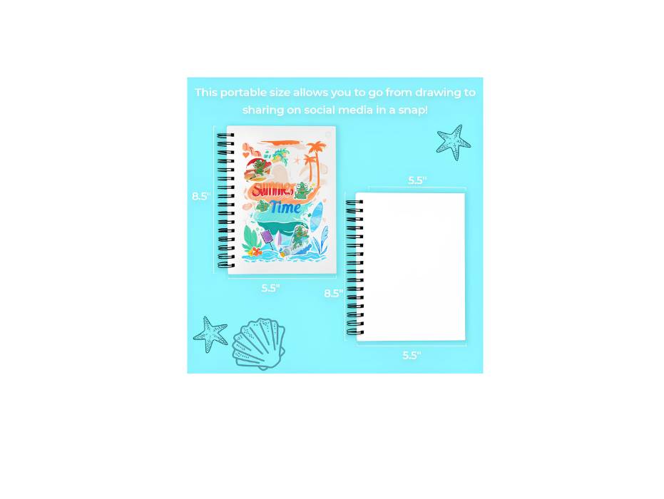 Ohuhu Double Sided Marker Pads Art Sketchbook Bleedproof - 150GSM Smooth Drawing Paper - 60 Sheets - 216 x 140mm