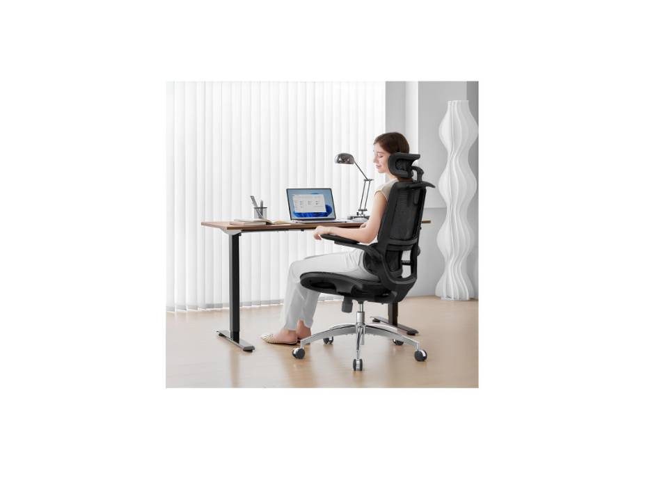 M59AS-M302 Ergonomic Office Chair, Upgrade the large cushions, Breathable Mesh Desk Chair with Dual Back Design, Swivel Task Chair, Adjustable Height (Black)