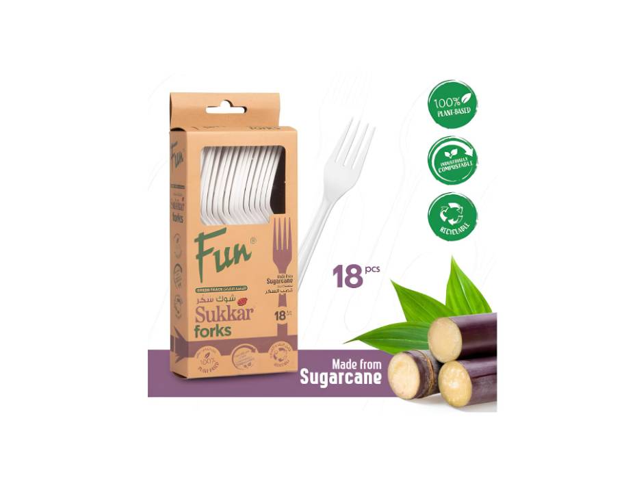 Fun Green Track Sukkar Forks White 18pcs/pack