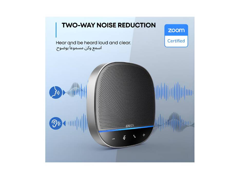 Anker PowerConf S500 Speakerphone with Zoom Rooms and Google Meet Certifications, USB-C Conference Speaker, Bluetooth Speakerphone for Conference Room