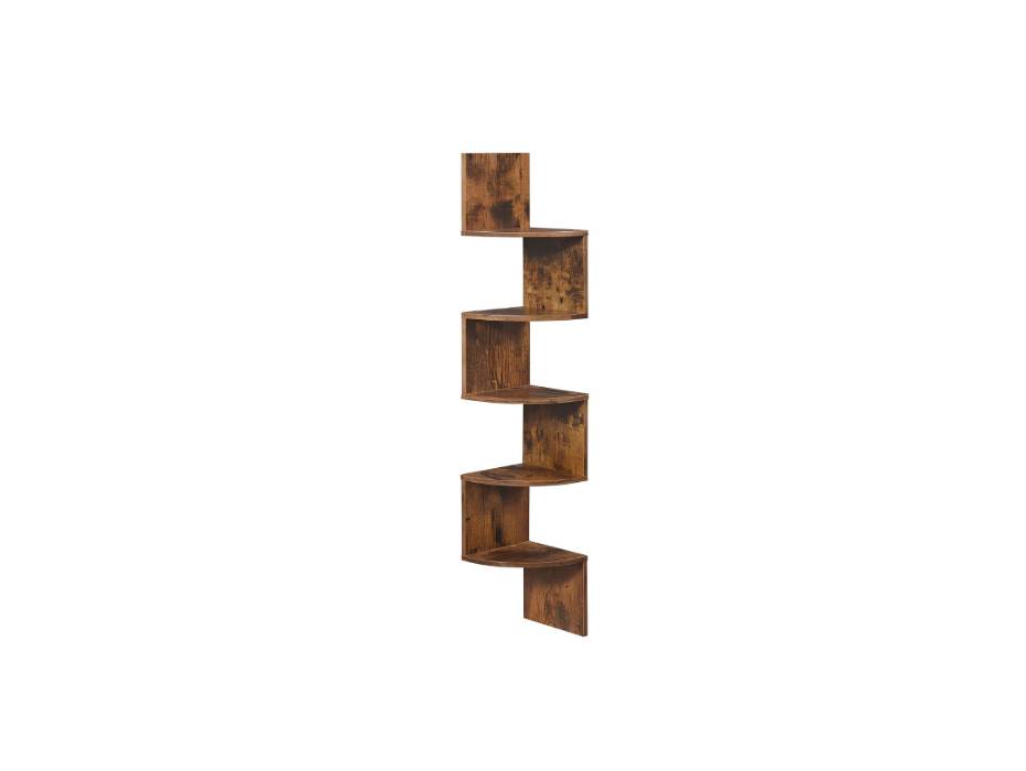 VASAGLE Corner Shelf Wall Mount, 5-Tier Floating Wall Shelf with Zigzag Design, Bookshelf, Rustic Brown