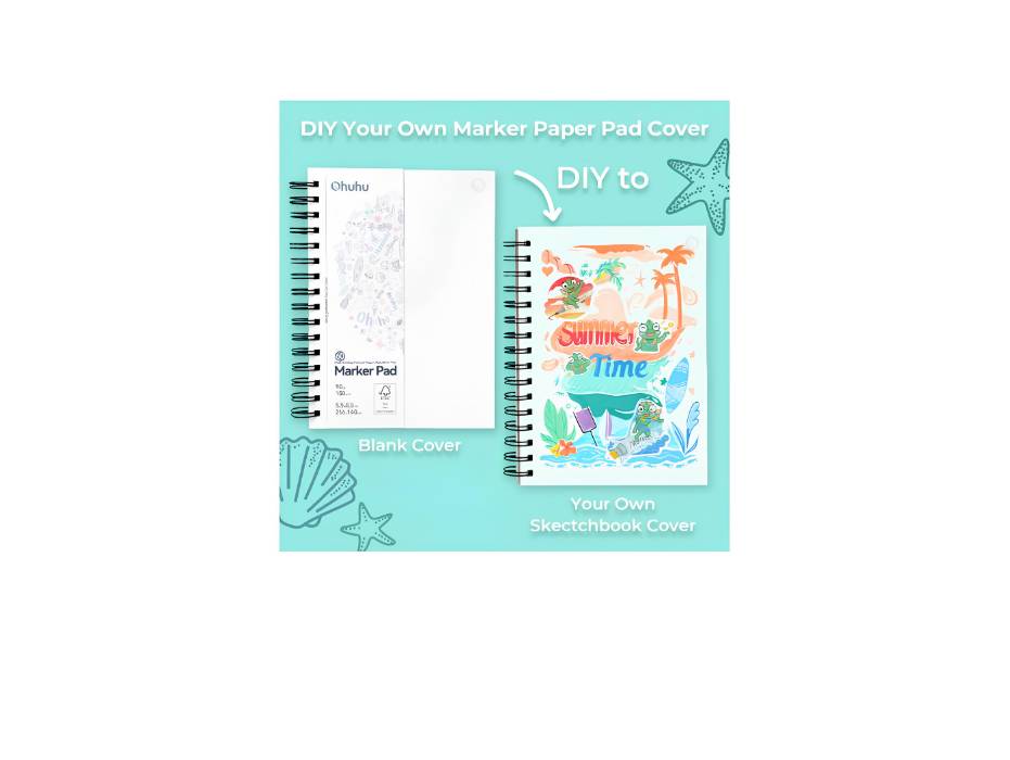 Ohuhu Double Sided Marker Pads Art Sketchbook Bleedproof - 150GSM Smooth Drawing Paper - 60 Sheets - 216 x 140mm