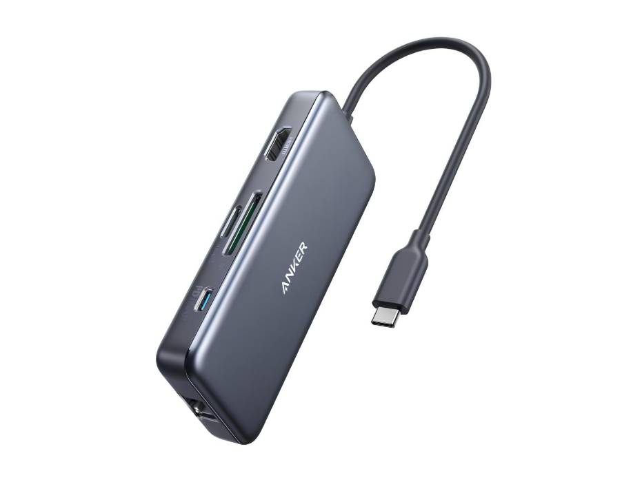 Anker USB C Hub Adapter, PowerExpand+ 7-in-1 USB C Hub, with 4K USB C to HDMI, 60W Power Delivery, 1Gbps Ethernet, 2 USB 3.0 Ports, SD and microSD Card Reader