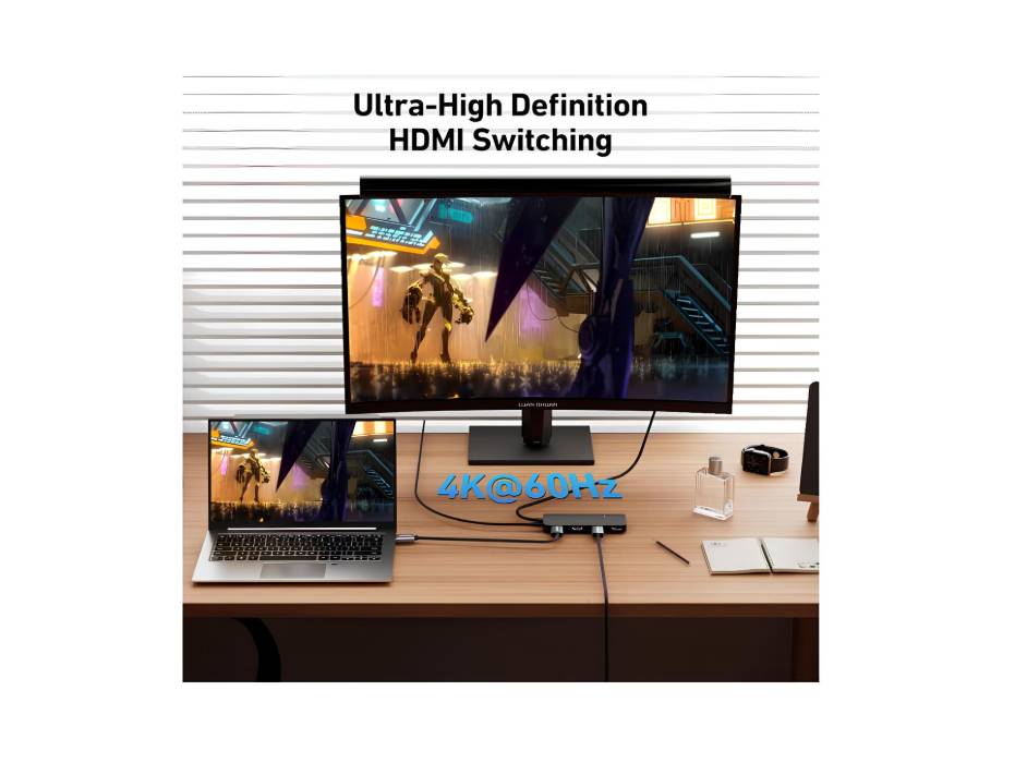 BENFEI HDMI Switch 4 in 1 Out 4K@60Hz, 2K@144Hz, HDCP 2.3 with Adaptive Equalization support 10M HDMI