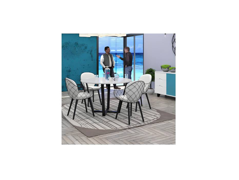 RIGID Metal Conference Table, Round Modern Meeting Table with Metal Frame and Wooden Top, Executive Discussion Table for Office, School, Workspace (120D x 75H CM)