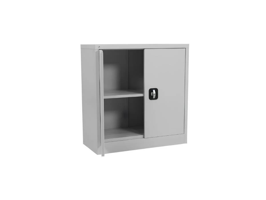 RIGID Office Cupboard Low Height, Steel Filing Cupboard, Cabinet with Shelves Storage Compartment, Grey
