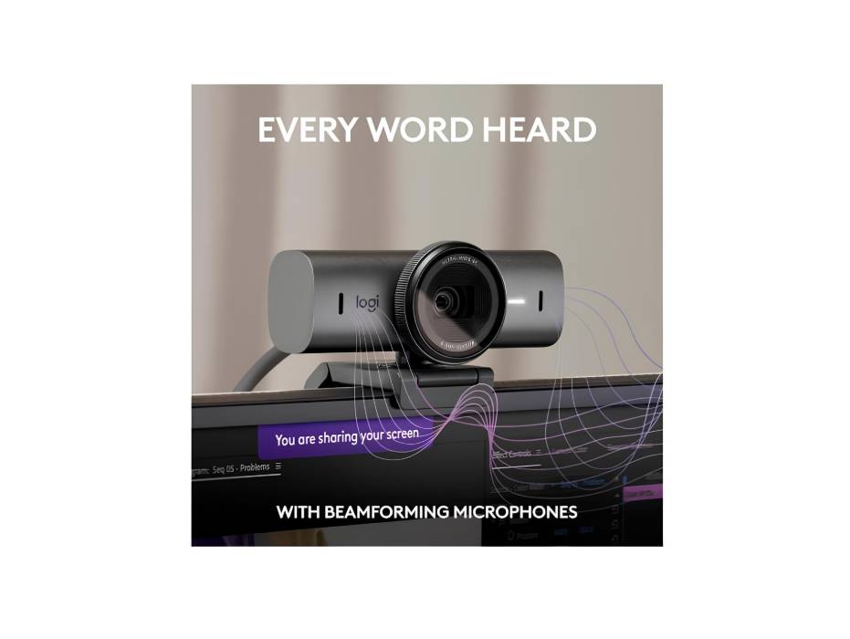 Logitech MX Brio Ultra HD 4K Collaboration and Streaming Webcam, 1080p at 60 FPS, Dual Noise Reducing, USB-C - Graphite