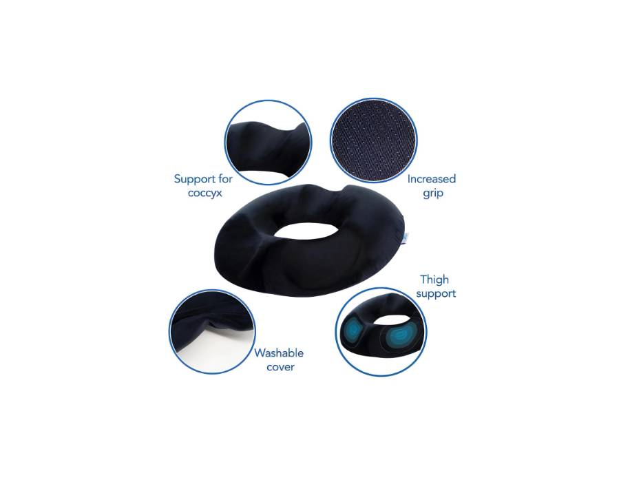 Memory Foam Seat Cushion, Donut Pillow Pain Relief for Prostate, Pregnancy, Coccyx Pain, Surgery, Sciatica, Car Home Office Seat Cushions Black