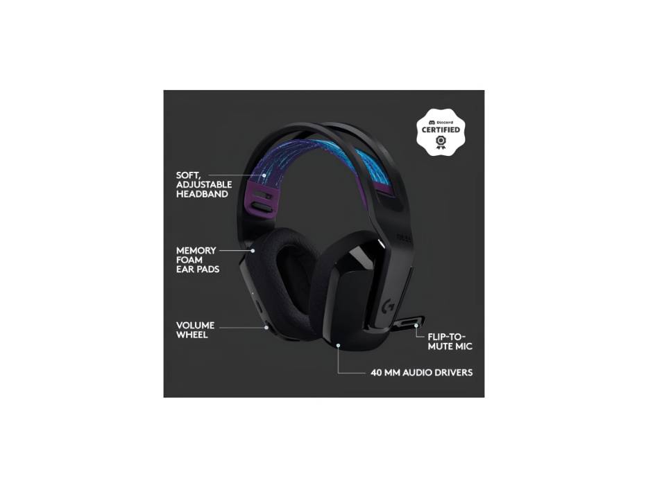 Logitech G535 LIGHTSPEED Wireless Gaming Headset for PC, PS4, PS5, USB rechargeable - Black