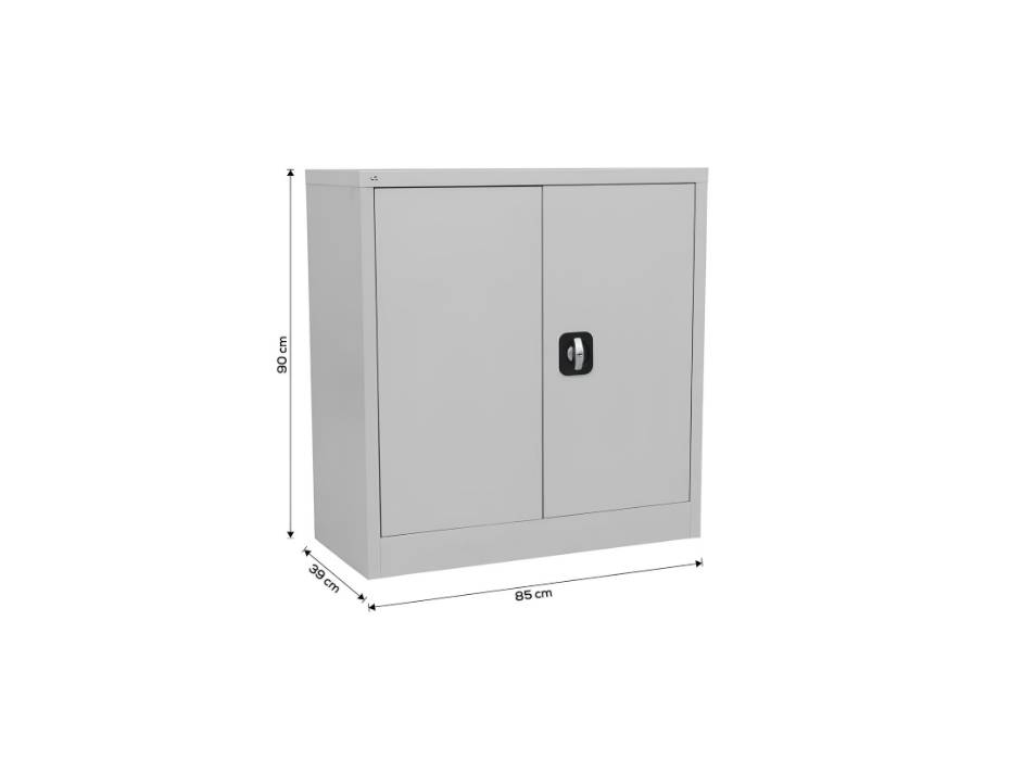 RIGID Office Cupboard Low Height, Steel Filing Cupboard, Cabinet with Shelves Storage Compartment, Grey