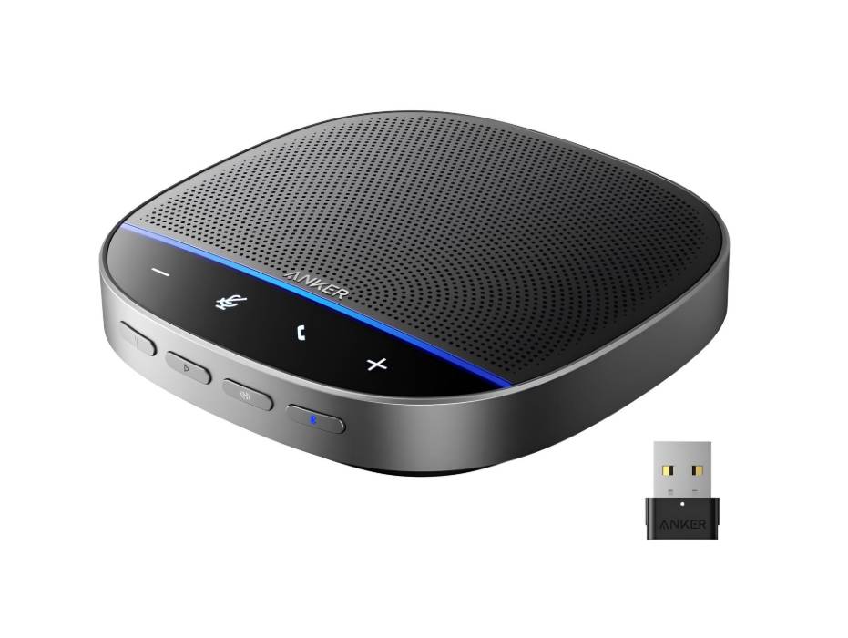 Anker PowerConf S500 Speakerphone with Zoom Rooms and Google Meet Certifications, USB-C Conference Speaker, Bluetooth Speakerphone for Conference Room