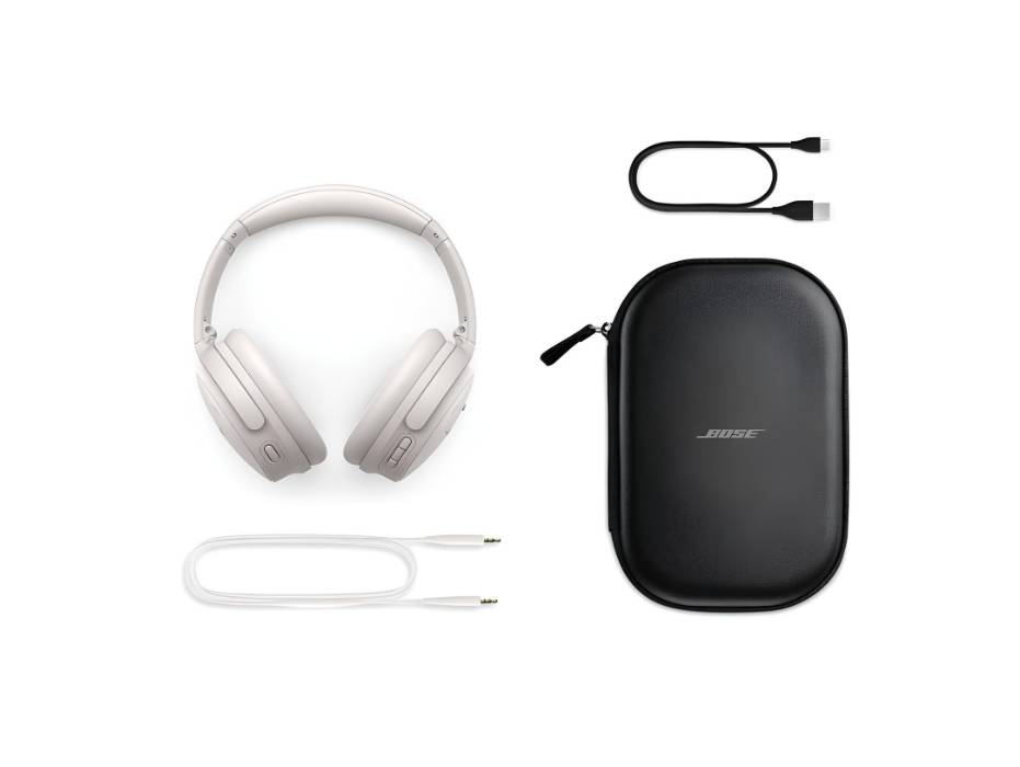 Bose QuietComfort Wireless Noise Cancelling Headphones, Bluetooth Over Ear Headphones with Up To 24 Hours of Battery Life, White
