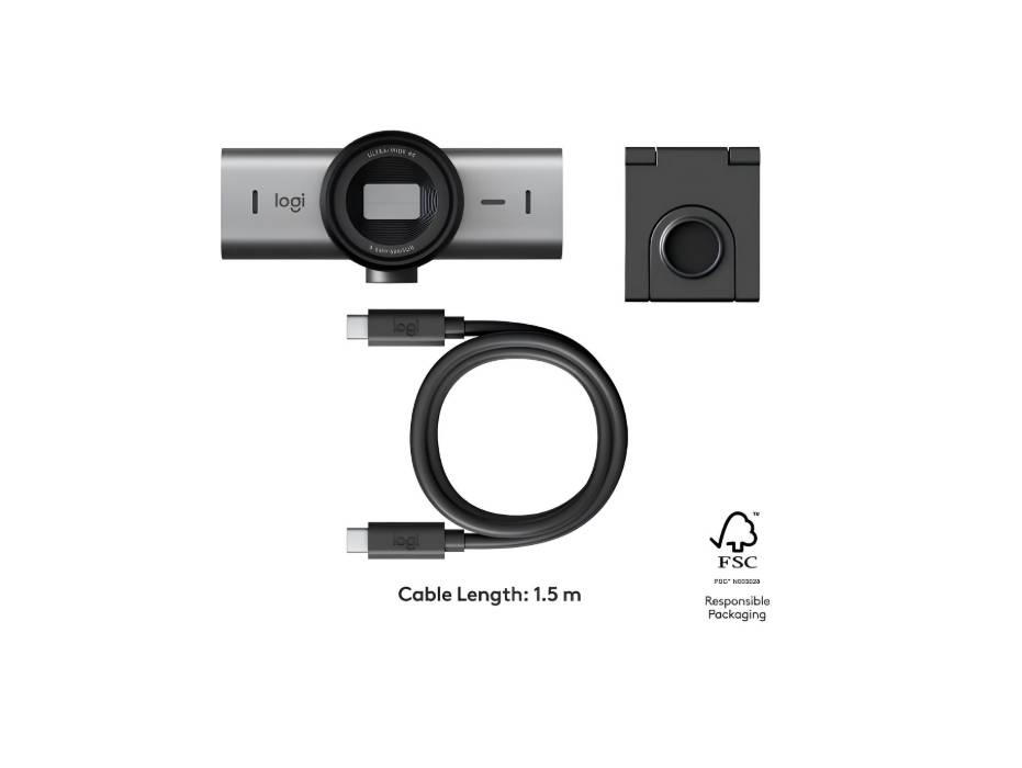 Logitech MX Brio Ultra HD 4K Collaboration and Streaming Webcam, 1080p at 60 FPS, Dual Noise Reducing, USB-C - Graphite