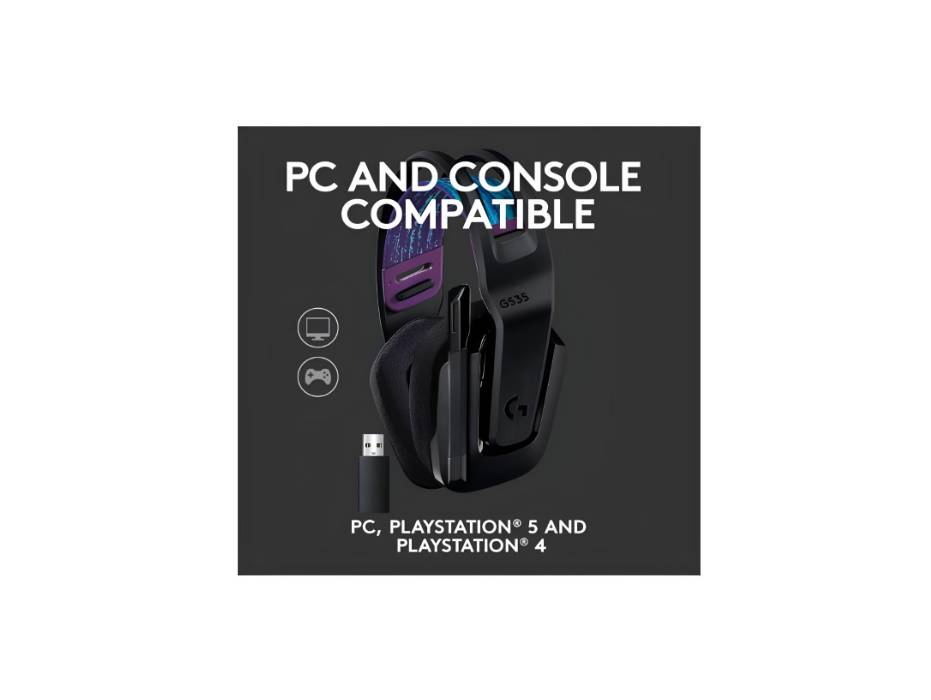 Logitech G535 LIGHTSPEED Wireless Gaming Headset for PC, PS4, PS5, USB rechargeable - Black