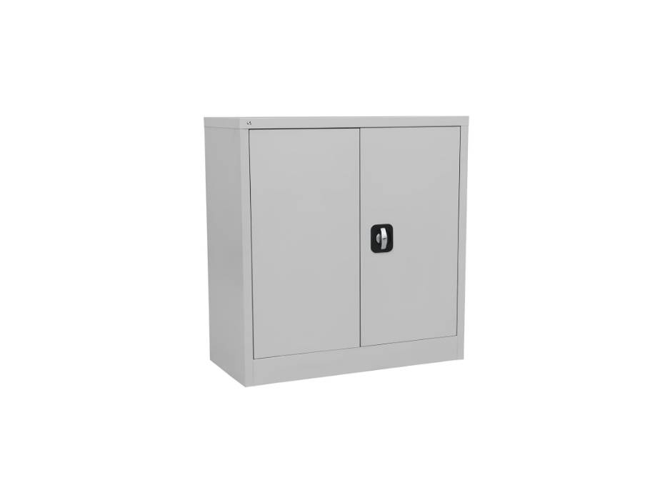 RIGID Office Cupboard Low Height, Steel Filing Cupboard, Cabinet with Shelves Storage Compartment, Grey